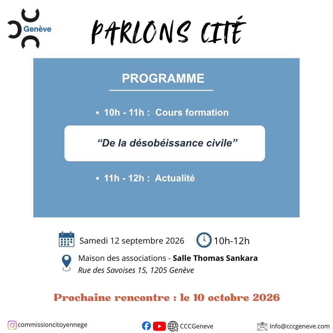 Parlons cité le 12 septembre 2026 : "La désobéissance civile"